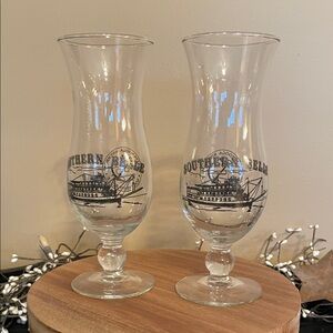 Southern Belle-Chattanooga, TN Hurricane Glasses (2)-Clear Glass with Black Logo